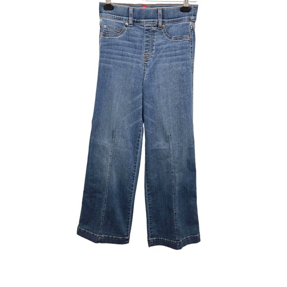 Spanx Womens Petite Wide-Leg Blue Denim Jeans Size Small - Picture 1 of 7